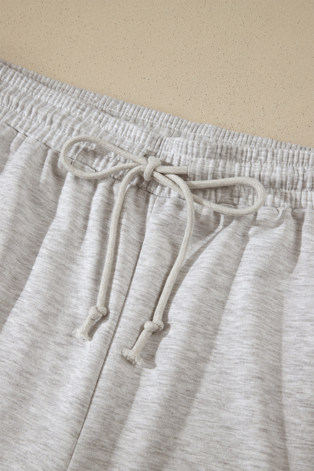 Plus Size Light Grey 2pc Set With V-Neck Short Sleeve Tee & Elastic Waist Shorts