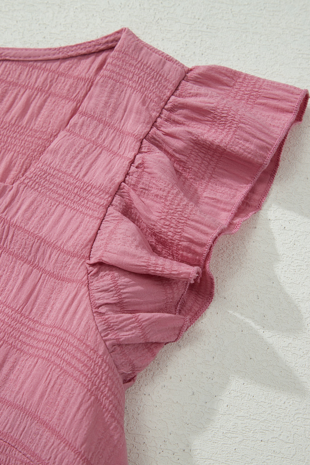 Peach Blossom Textured Square Neck Top & Shirred High Waist Shorts 2 pc Set