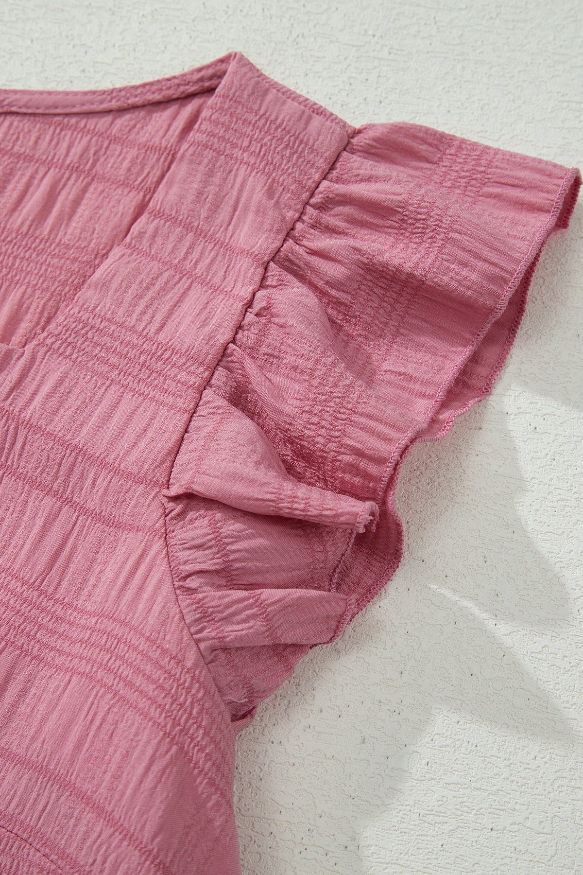 Peach Blossom Textured Square Neck Top & Shirred High Waist Shorts 2 pc Set